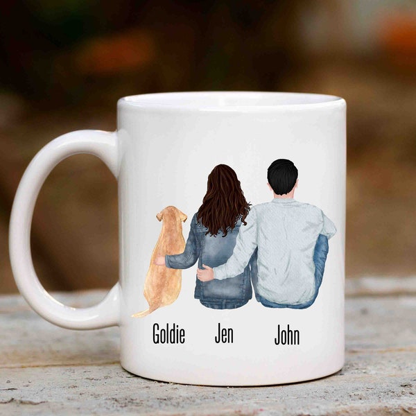 Custom Couple Gift Mug, Couple Dog Mug, Valentines Gift for Husband Wife Boyfriend Girlfriend, Gift for Dog Owners, Anniversary Gift