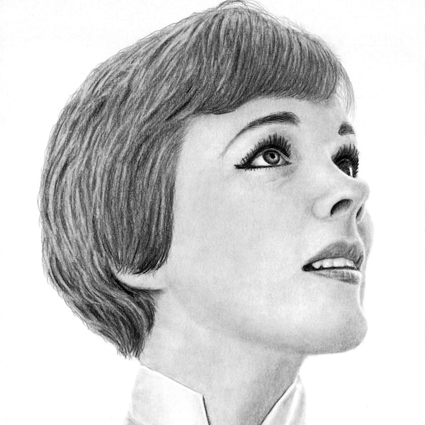 Julie Andrews Portrait - Graphite Pencil Drawing (PRINT)