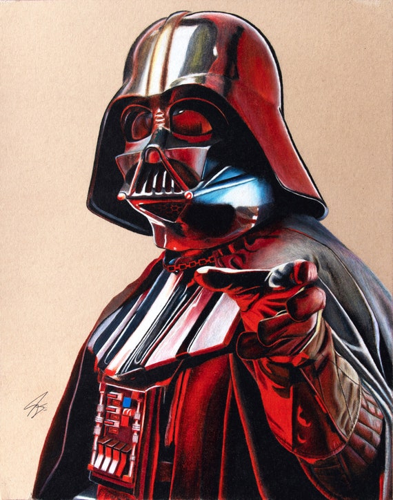 Portrait de Dark Vador/Anakin Skywalker - Dessin au crayon de couleur  (PRINT)