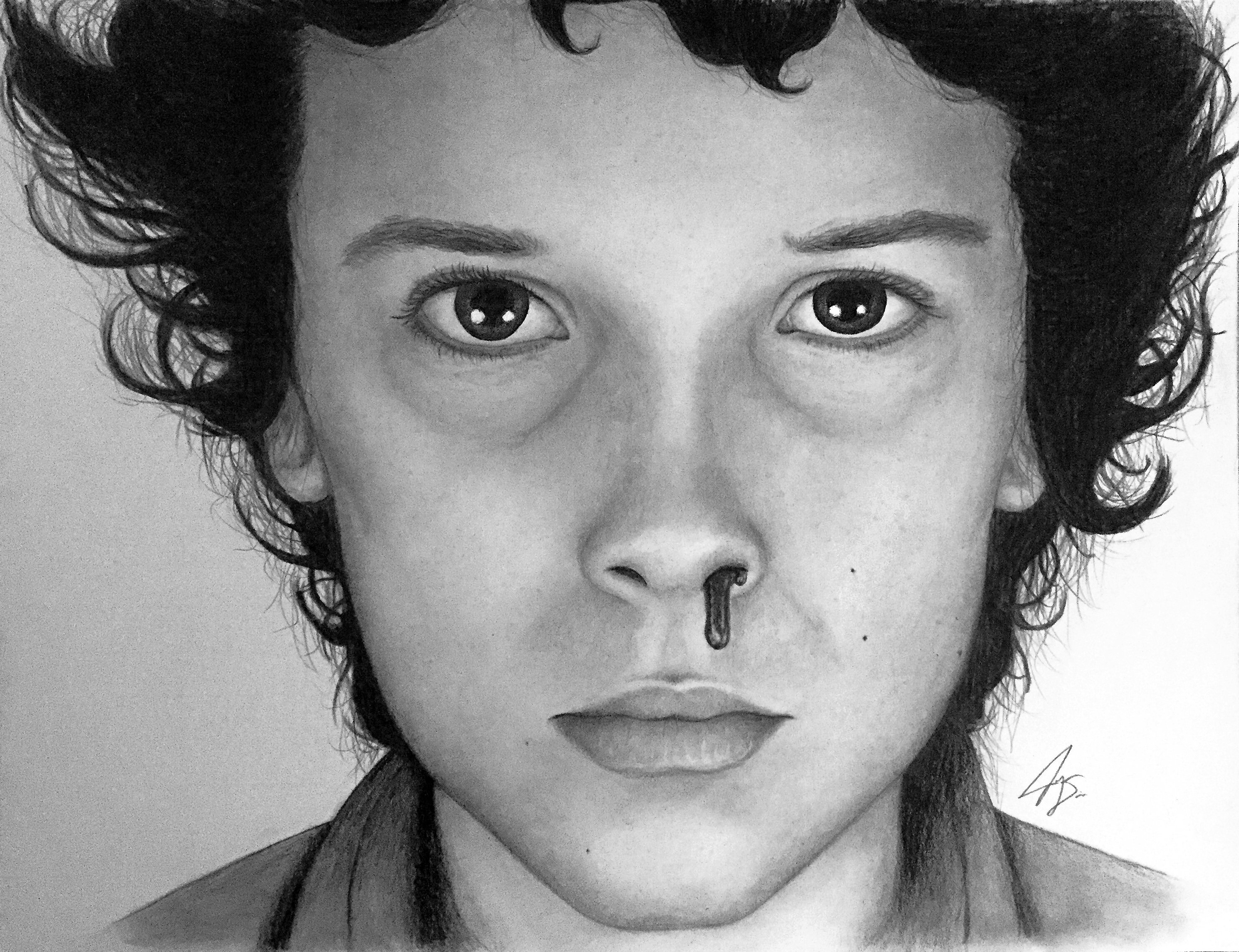 Once/Jane Hopper/Millie Bobby Brown Portrait Dibujo de lápiz - Etsy España