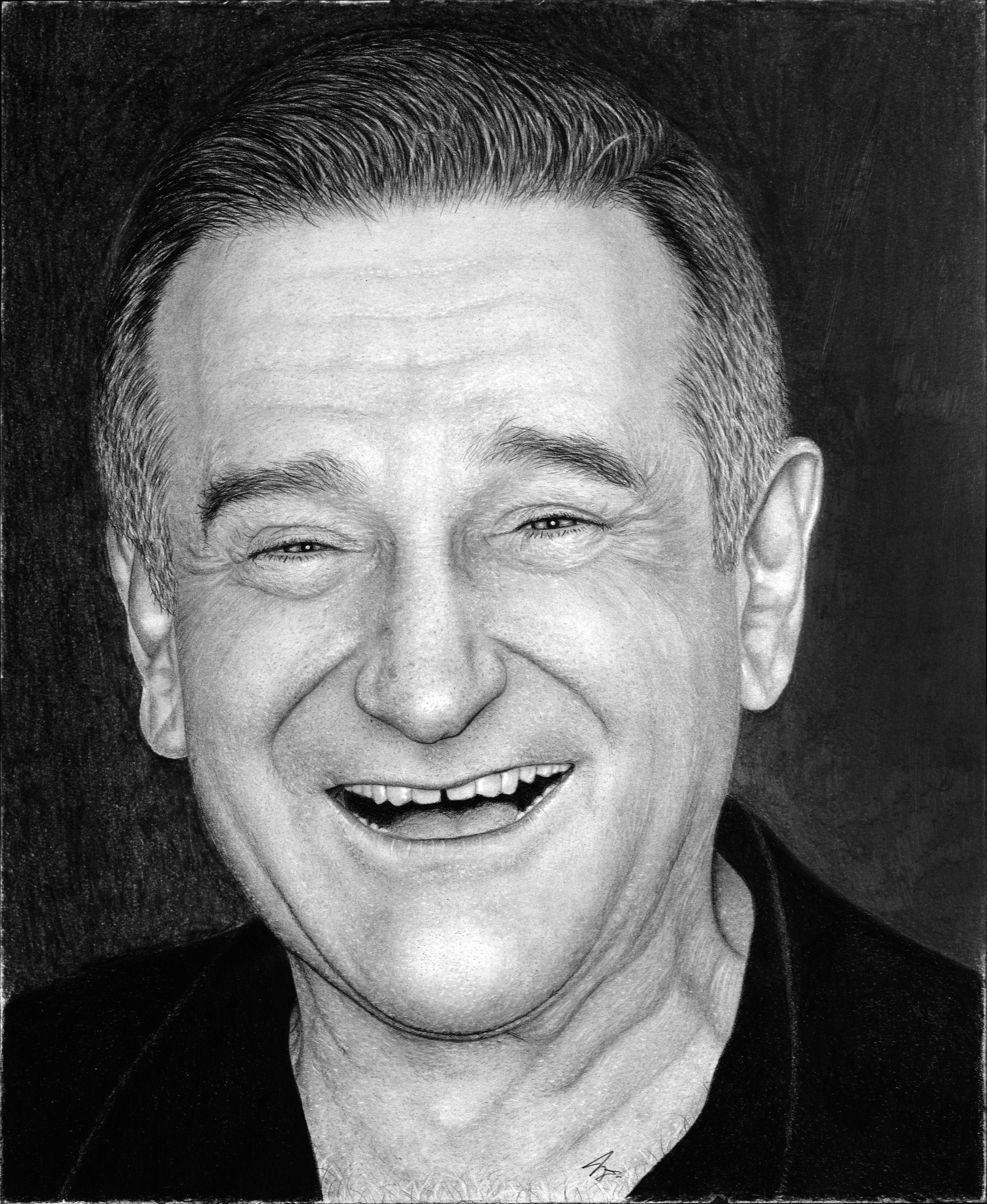 Robin Williams Portrait Graphite Pencil Drawing Print Etsy