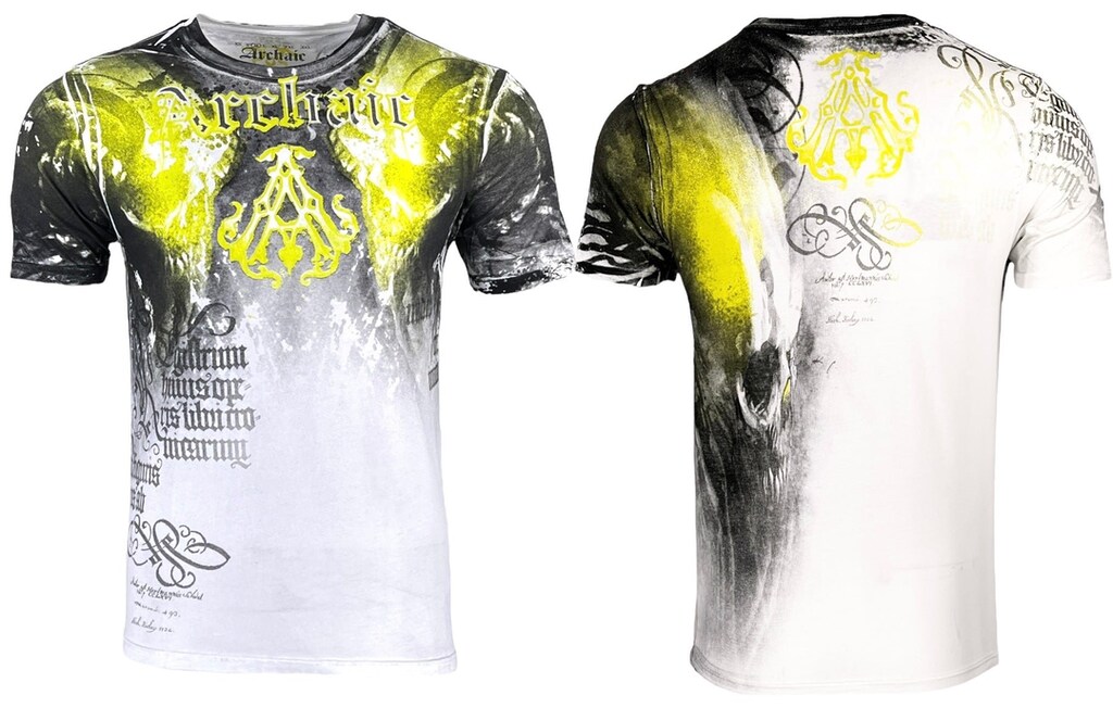 Archaic By Affliction Maglietta Uomo Unknown Warrior – Cotone Morbido, Stampa Totale, Tinta Unita, Progettata In California
