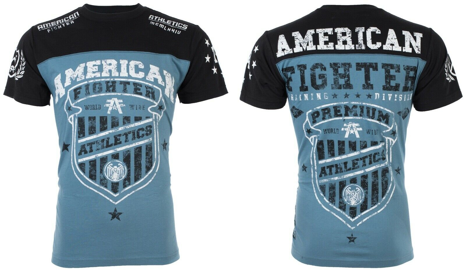 Discover American Fighter  Men T-shirt Graduate Slate Blue