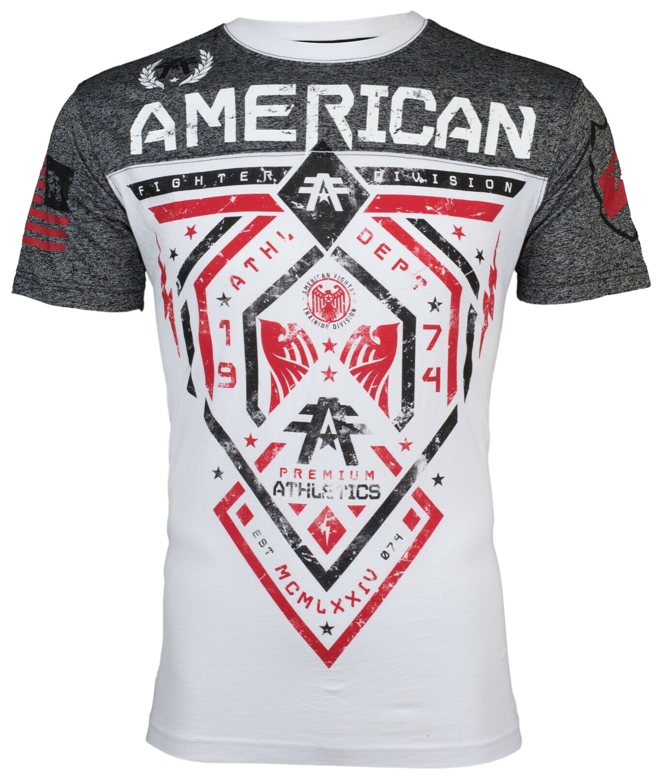 American Fighter Fairbanks White Black Red Athletic Fit Mens T