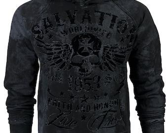 ARCHAIC AFFLICTION Men's Long Sleeve Black Tide  Heavyweight Hoodie