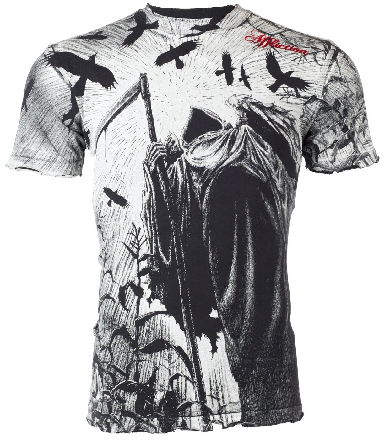 Discover AFFLICTION Men's Short Sleeve CORN REAPER Crewneck T-Shirt