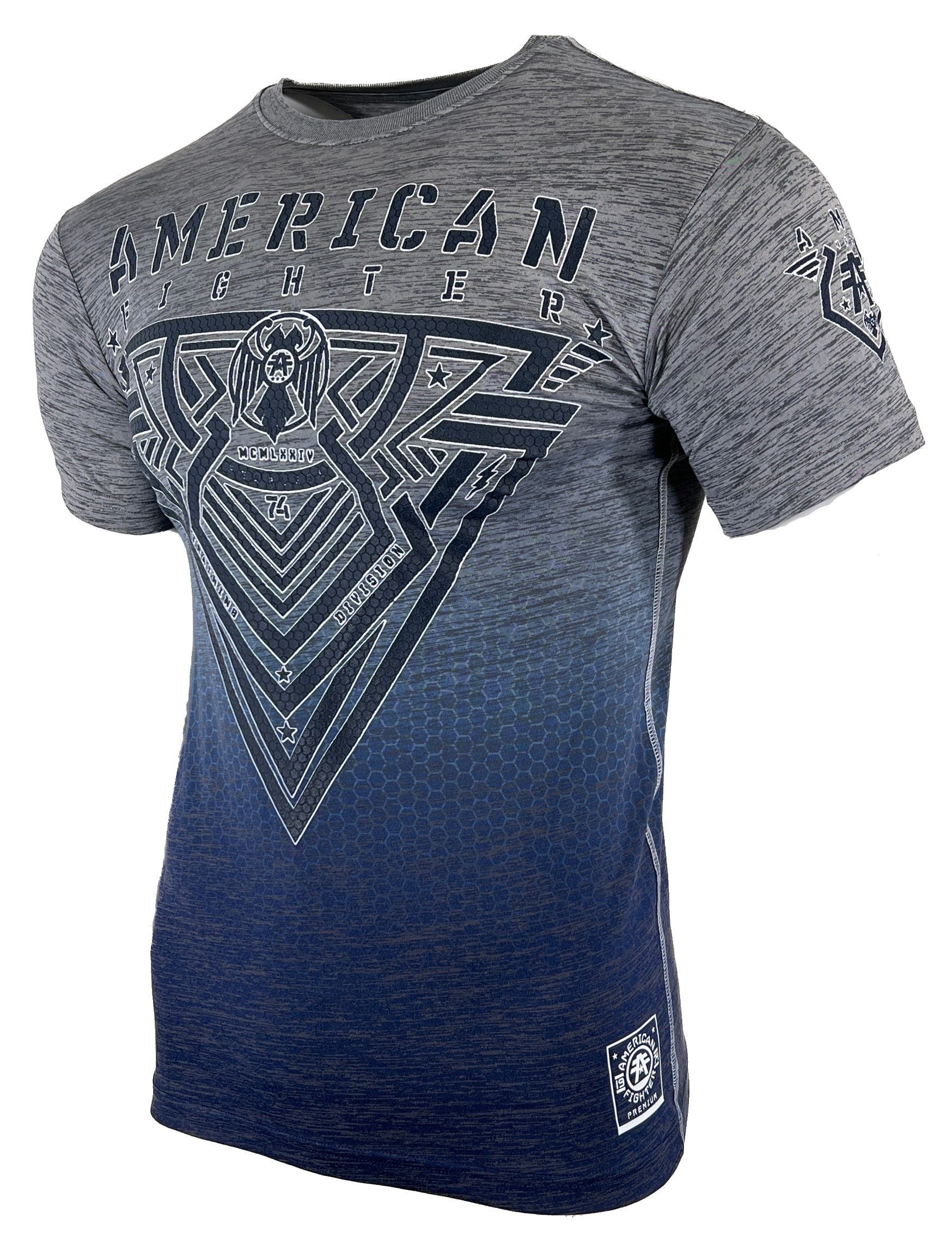 Discover AMERICAN FIGHTER Men's T-shirt DELIVIEW Crew Neck Short Sleeve Grey