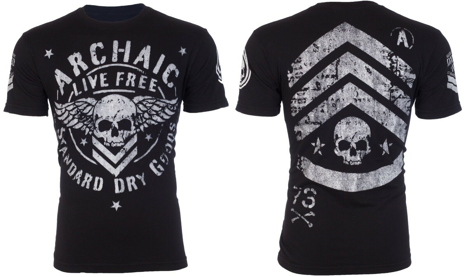 Discover ARCHAIC by AfflictionStrong Crest Black White Regular Fit Men T-shirt