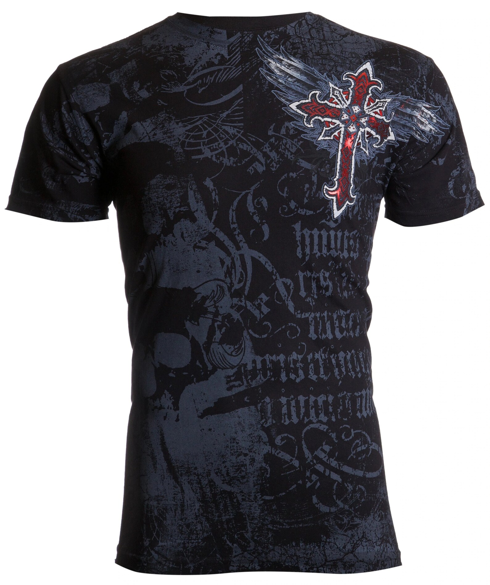 Archaic Affliction Men's T-shirt RED FLAG Cross Wings - Etsy