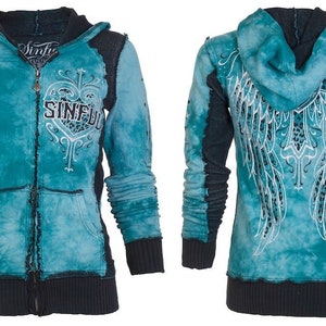 Affliction Women's Zip Up Hoodie Jacket Blitzkrieg Size SAMLL