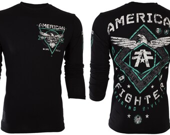 American Fighter Men's Long Sleeve Shirt ABRAHAM Black S-3XL
