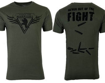 Howitzer Style Men's T-shirt Never Out of Fight Military Grunt