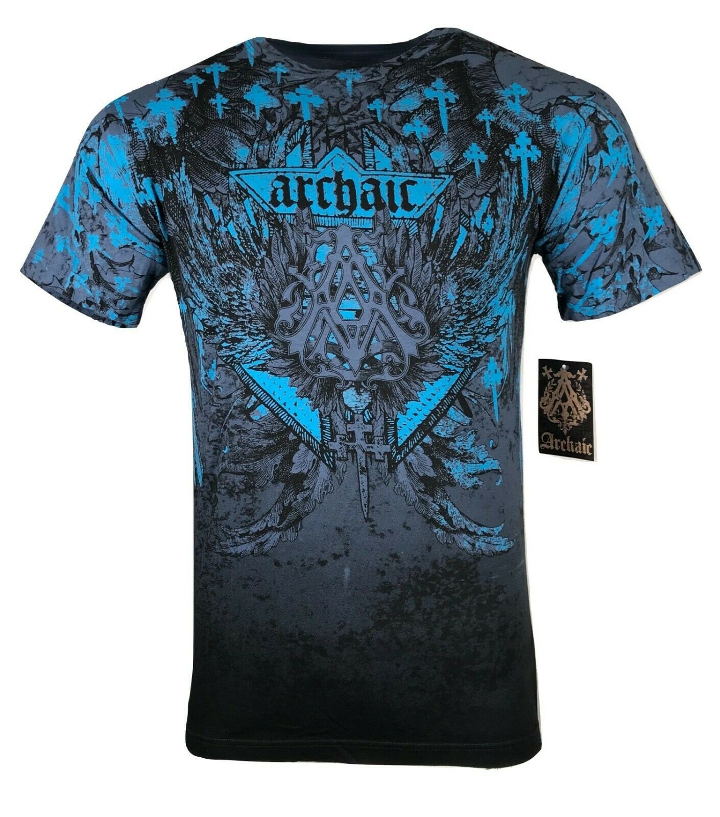 Discover ARCHAIC by AFFLICTION Men's T-Shirt Griffin Skull Wings MMA Biker