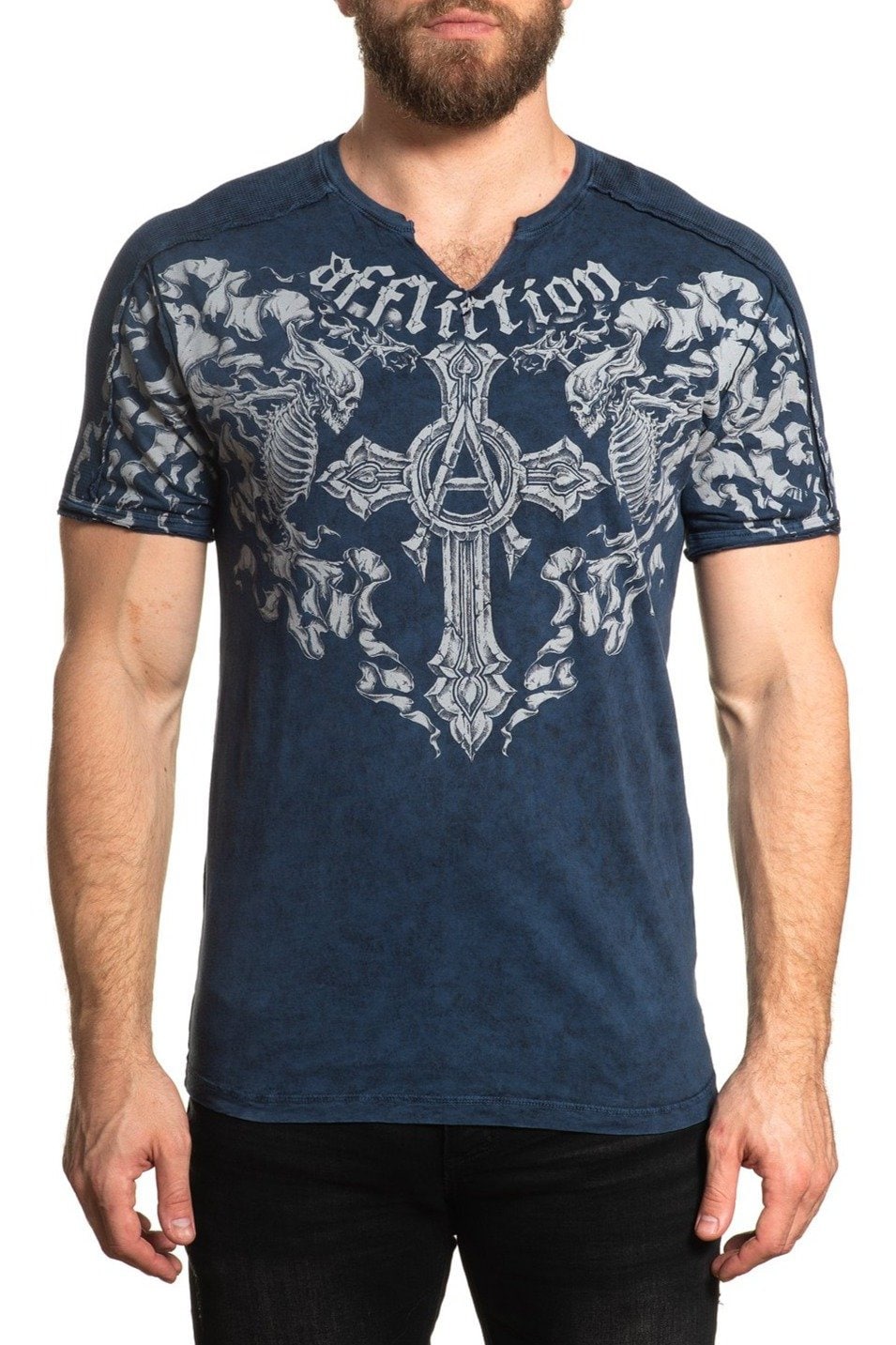 Discover AFFLICTION Men's T-Shirt S/S BIAS TEE Black Label Biker