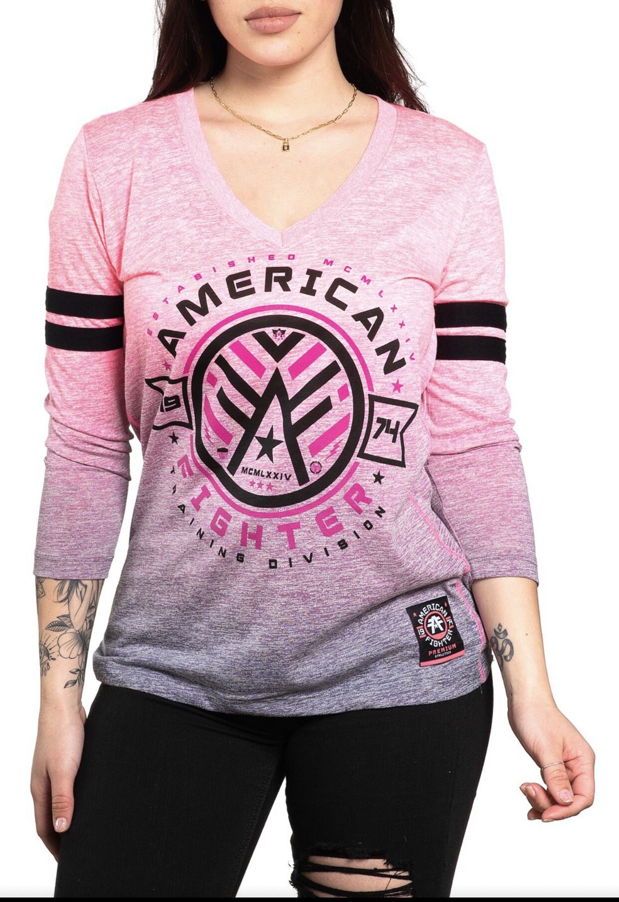 pink american fighter shirt