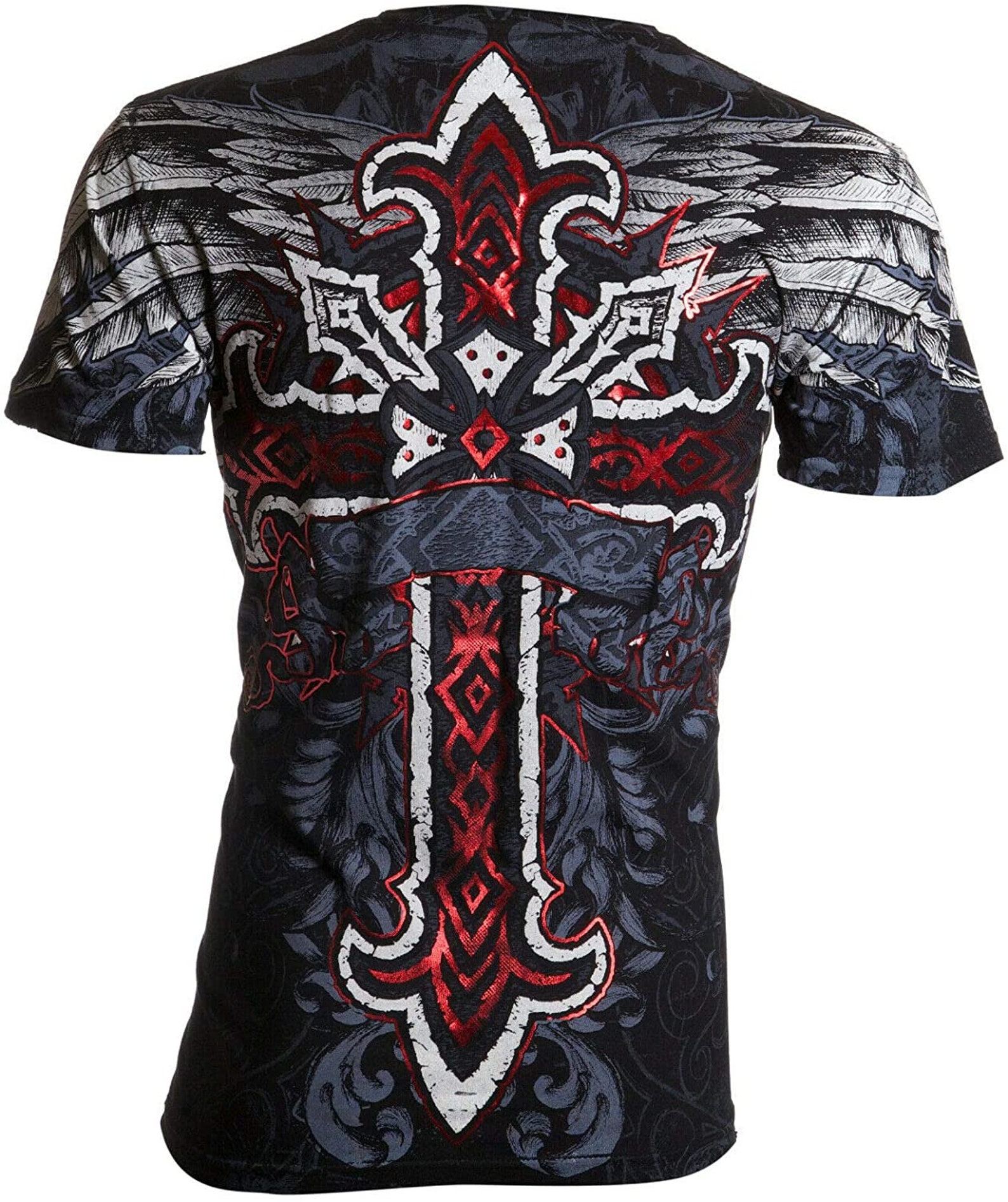 Archaic Affliction Men's T-shirt RED FLAG Cross Wings - Etsy