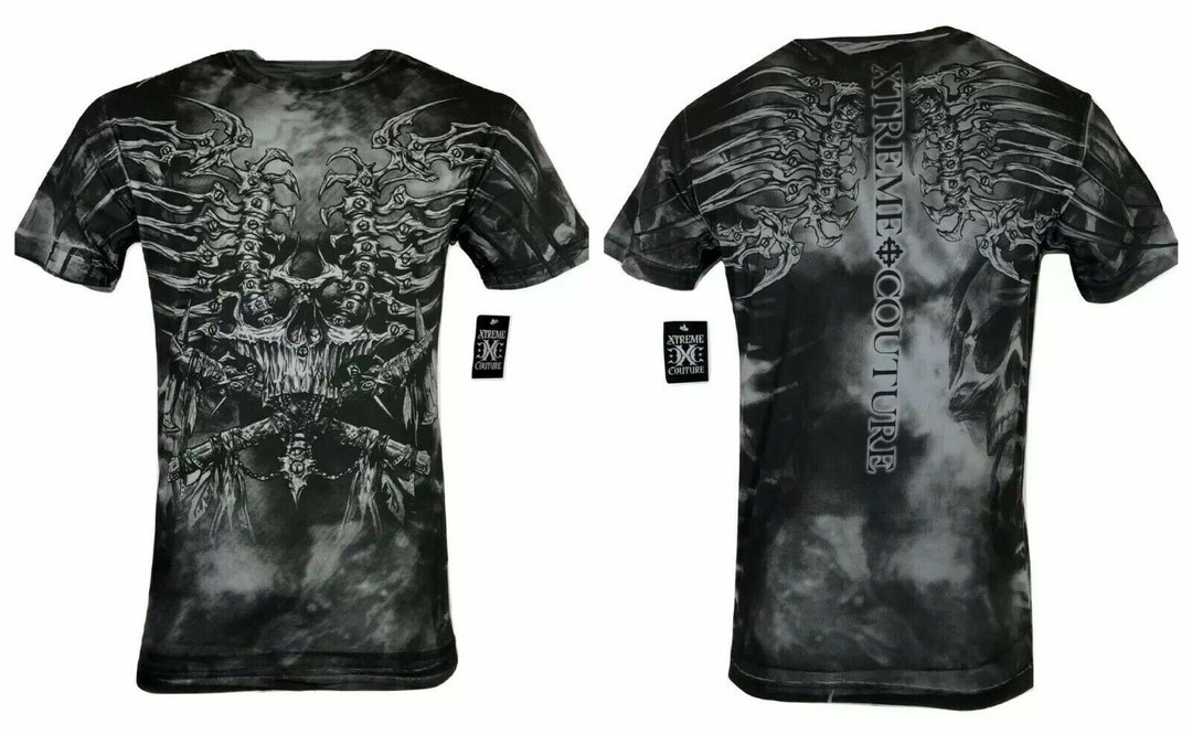 XTREME COUTURE by AFFLICTION Men T-shirt Iron Bones Skulls - Etsy