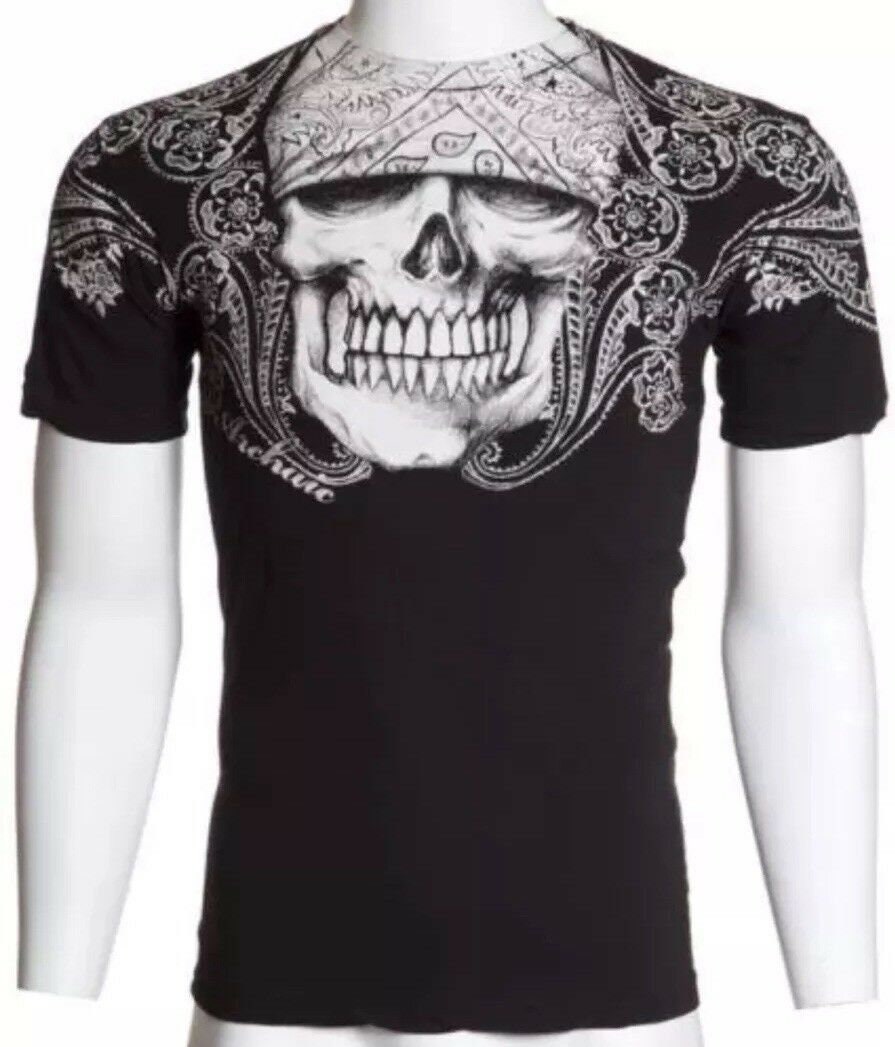 Discover ARCHAIC by AFFLICTION Men's T-Shirt PAISLEY  Skull Biker