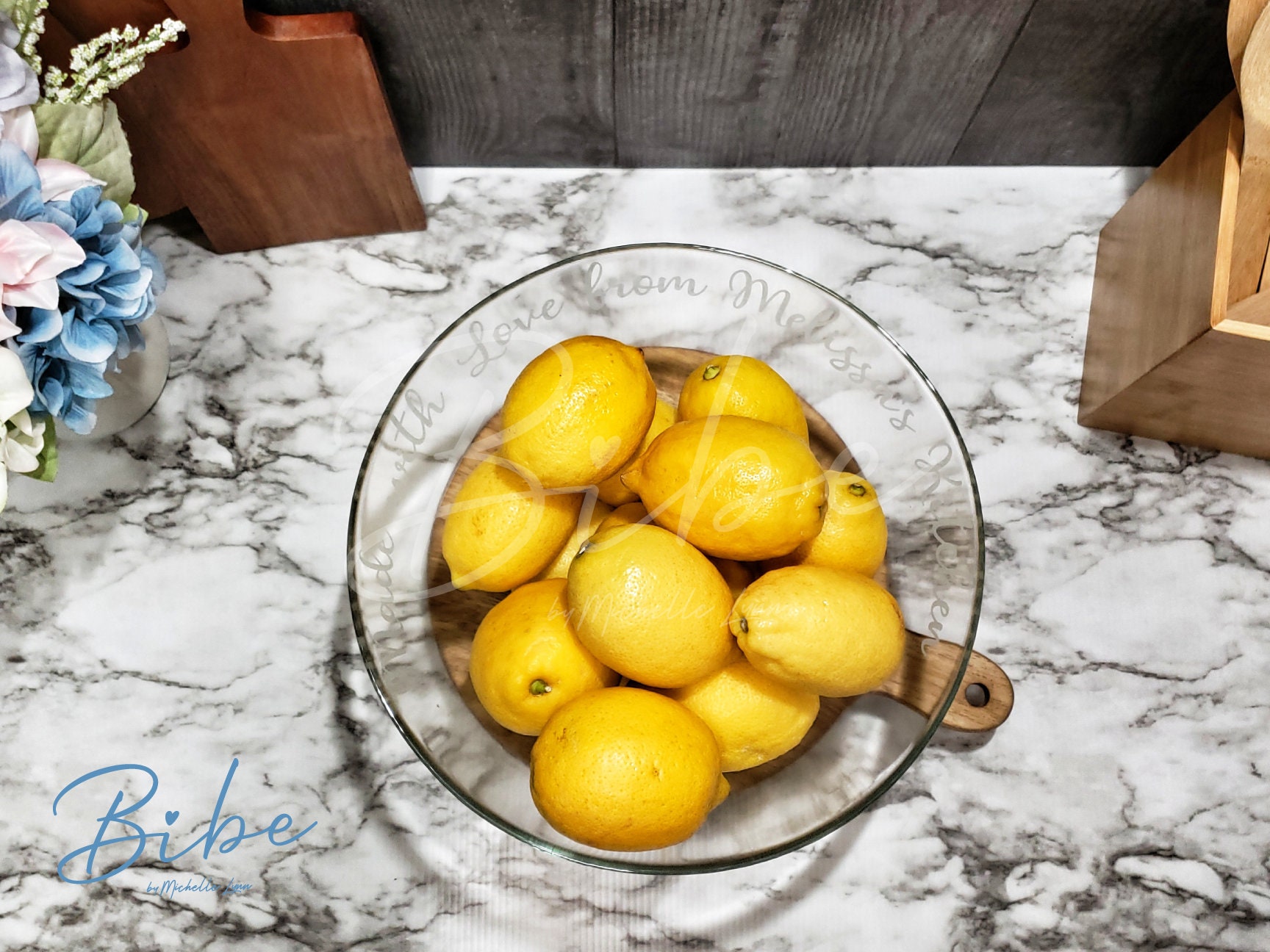 Custom Etched Glass Family Name Bowl, Made With Love From My Kitchen ...
