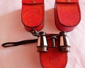 Binoculars Solid Brass Opera Glasses with Leather Belt Vintage Look