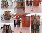 Binoculars Antique Solid Brass Opera Glasses with Leather Belt Mother of Peral Vintage father gifted, son gifted