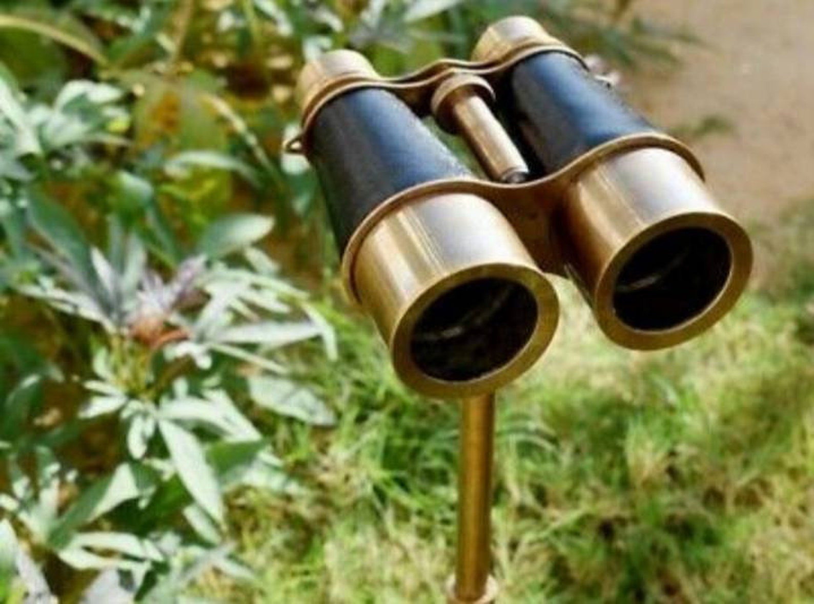 Binoculars Antique Brass Brown Nautical With Stand Binoculars Etsy