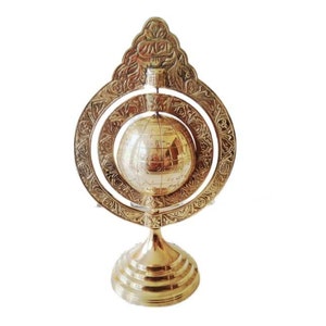 Globe World Rotating Armillary Brass Shinny Home, Decor Office Engraved Globe Handmade Gifts For Everyone