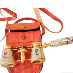 Opera Glasses Binoculars mother Of Pearl Rose Design & Leaf Gifts for kids Adults Love Each other Christmas Day, Valentine Day