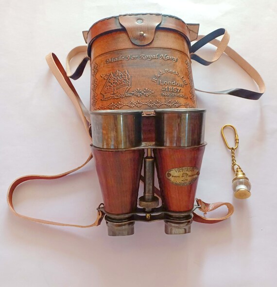 VINTAGE BINACULAR ANTIQUE BINACULAR SPYGLASS BINACULAR WITH LEATHER BOX GIFT