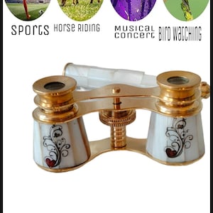Opera Glasses Binoculars mother Of Pearl Rose Design & Leaf Gifts for kids Adults Love Each other Christmas Day, Valentine Day
