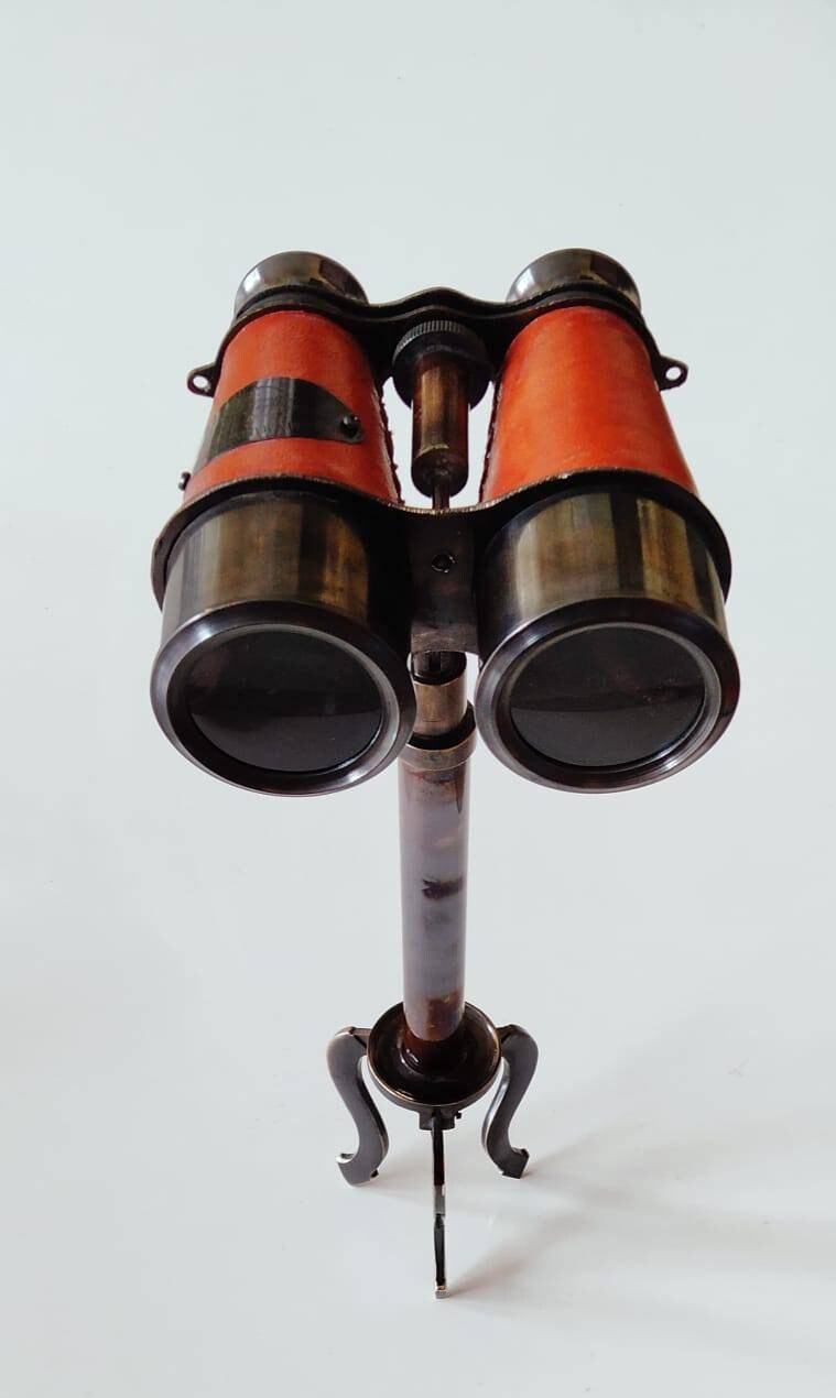 Binoculars Antique Black Brass With Stand Binoculars Nautical Etsy