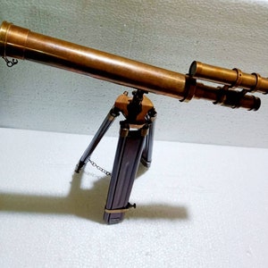 Antique Brown Telescope Vintage Marine Maritime Telescope/ Vintage Nautical Telescope With Stand Double Barrel Telescope/Extend Height