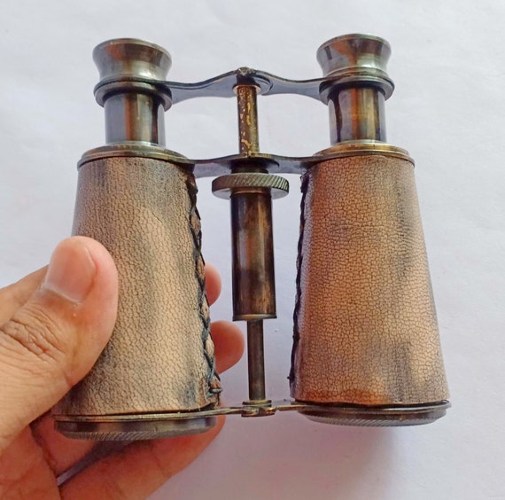Vintage brass mother of pearl binocular maritime nautical pirate spyglass scope