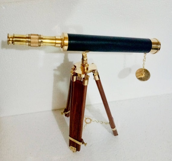 Vintage brass mother of pearl binocular maritime nautical pirate spyglass scope