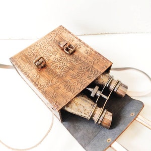 Binoculars Brass Antique Nautical Handmade Handcrafted Leather Box Marine Maritime Binoculars Spyglass
