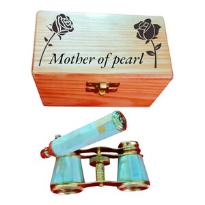 Opera Glasses Binoculars mother Of Pearl Rose Design & Leaf Gifts for kids Adults Love Each other Christmas Day, Valentine Day