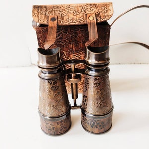 Binoculars Antique Brass Marine Maritime Binoculars Nautical Handmade Vintage Reproduction Binoculars Engrave Design With Leather Box