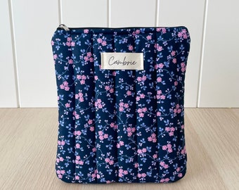 NEW Quilted Dark Indigo Vines Kindle / E-Reader Sleeve, Kindle / E-Reader Protector, Kindle / E-Reader Pouch with Black Lining