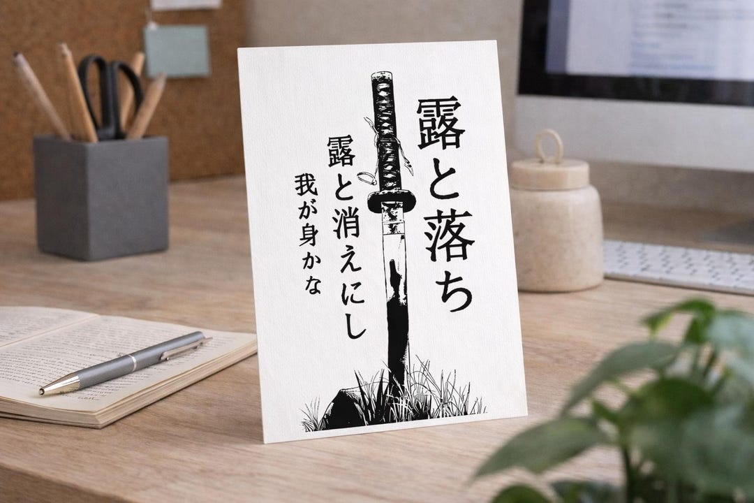 Haiku Samurai Examples Samurai Katana Haiku Print – Minimalist Japanese Wall Art ( No Framed ...