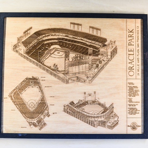 San Francisco Giants Oracle Park Wood Engraved Wall Hanging Christmas Gifts for Him or Her Anniversary Gift Ideas Birthday