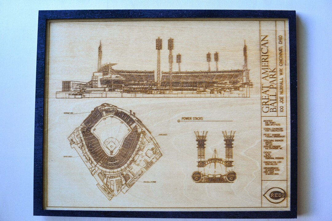 Cincinnati Reds Great American Ballpark Wood Engraved Wall Hanging