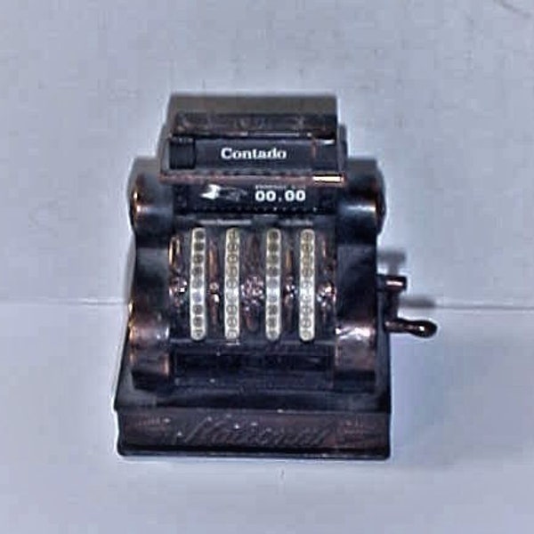 Miniature Die Cast Metal Pencil Sharpener - National Cash Register Made by Play/Me in Spain Pre-Owned 1980/90s in Great Working Condition