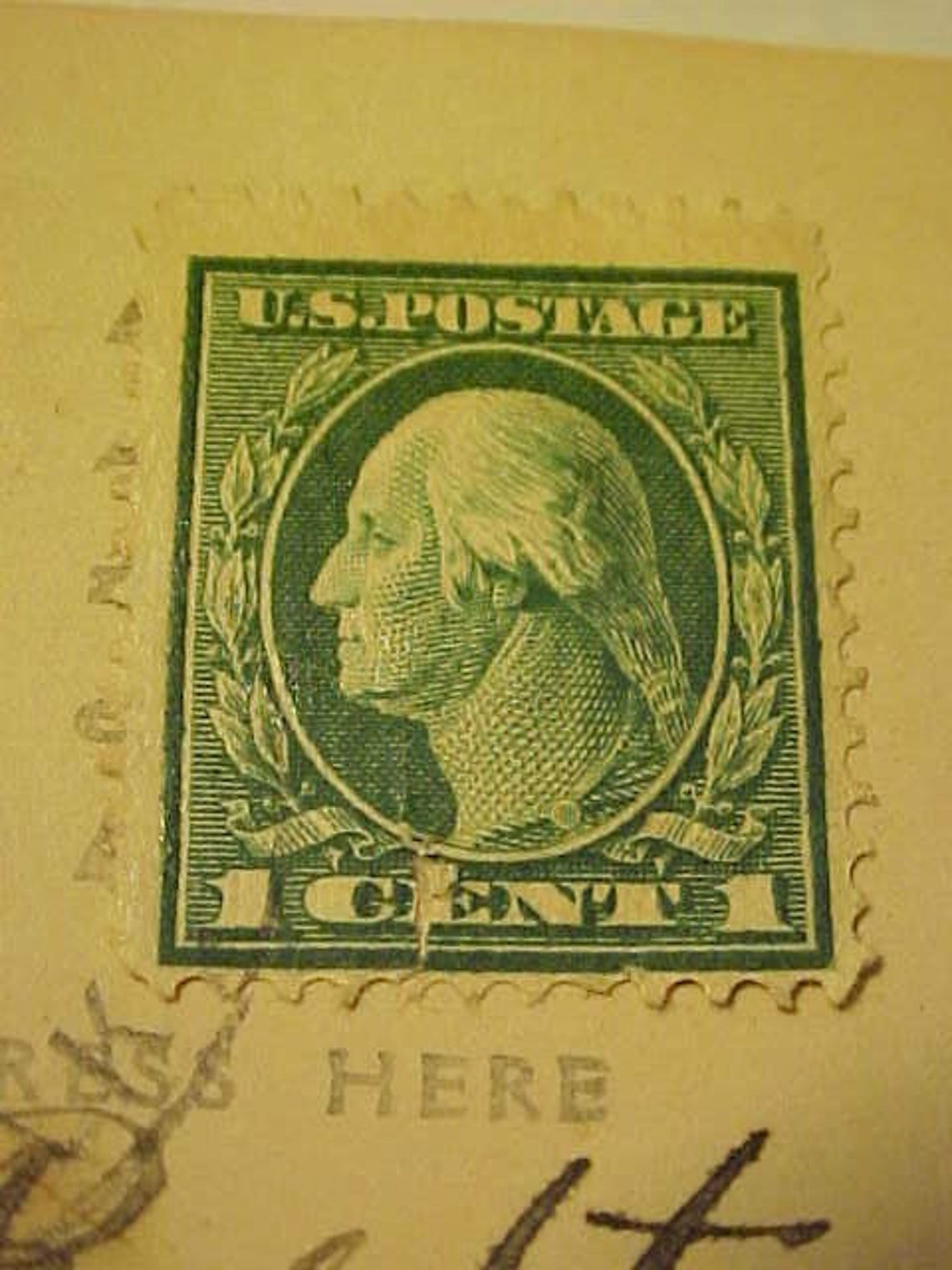 Washington Green One Cent U.S. Postage Stamp Vintage Etsy
