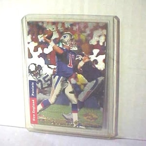 Tarjeta de novato de Drew Bledsoe, lanzador abridor de Upper Deck de 1993: Prospectos de estreno de los Patriots n.° 9