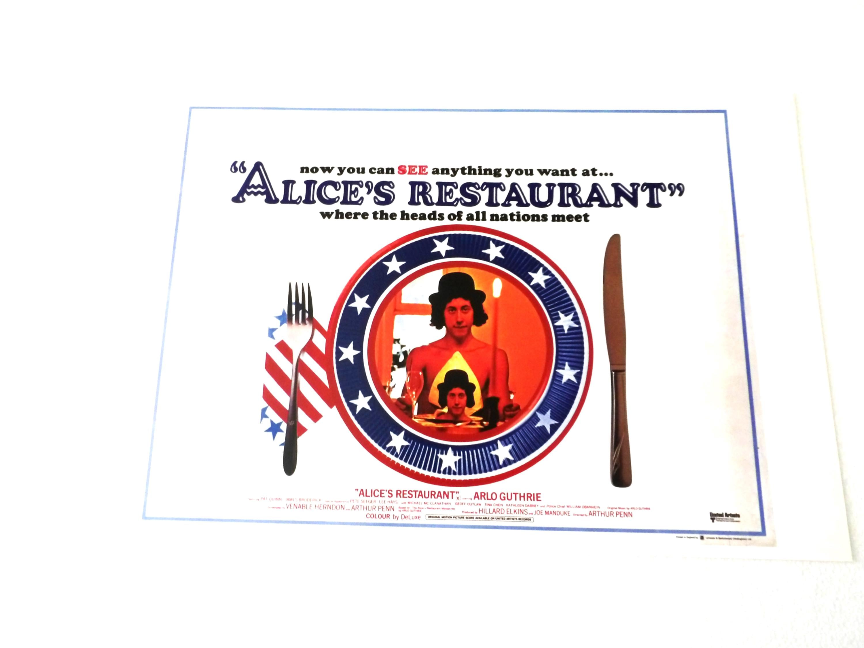 Movie Poster 11"x17" Arlo Guthrie From United Artists 1969 "alice's ...