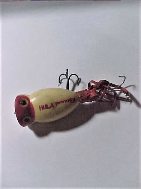 Vintage Hula Popper Surface Lure Red/white, Circa 1950/60s, Pre-owned in  Very Good Lightly Used Condition, No Box. See Discription 