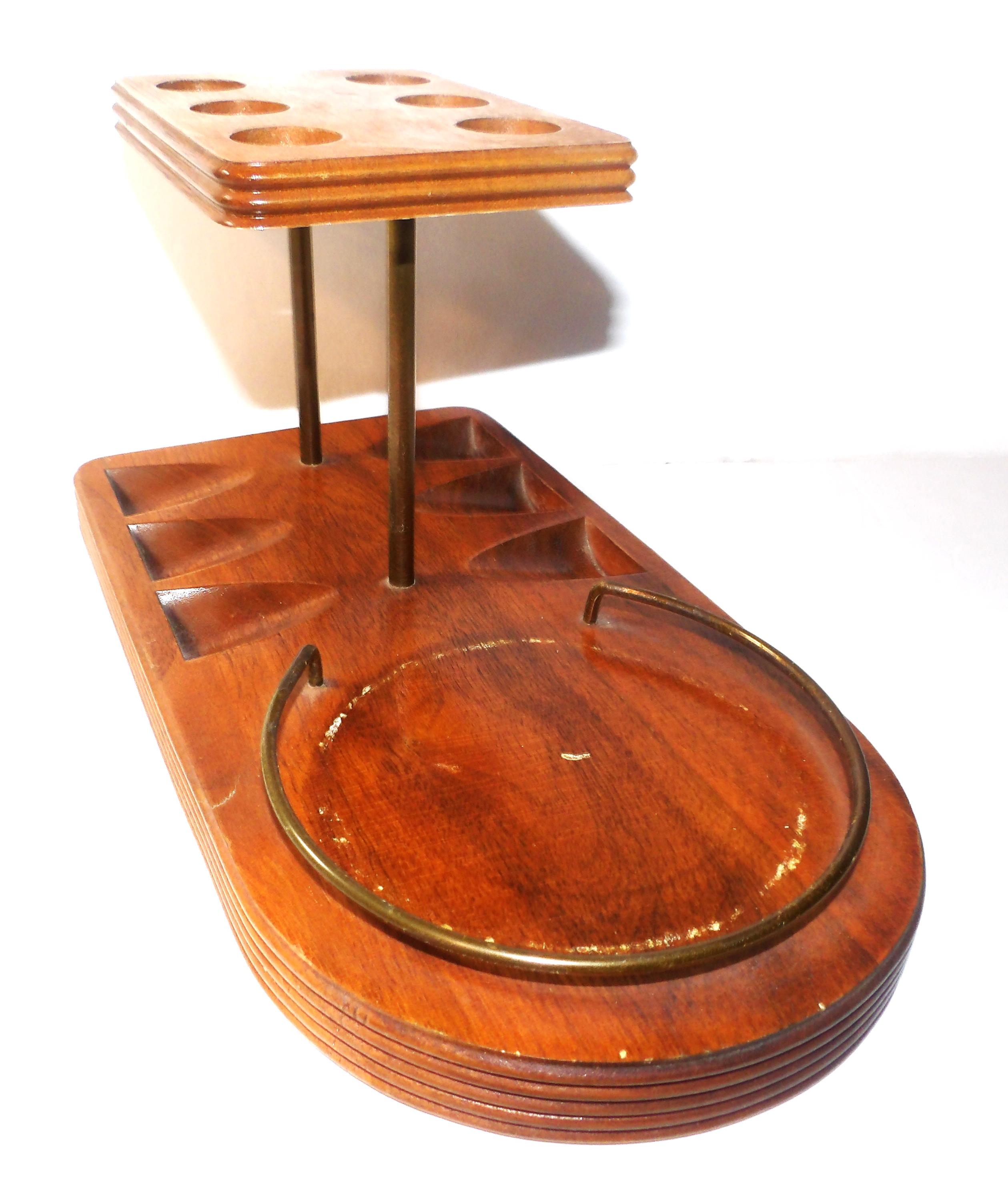 Decatur Industries Pipe Rack Solid Wood, Decatur Industries, Six Pipe Rack W/glass Humidor 1950s/60s ...