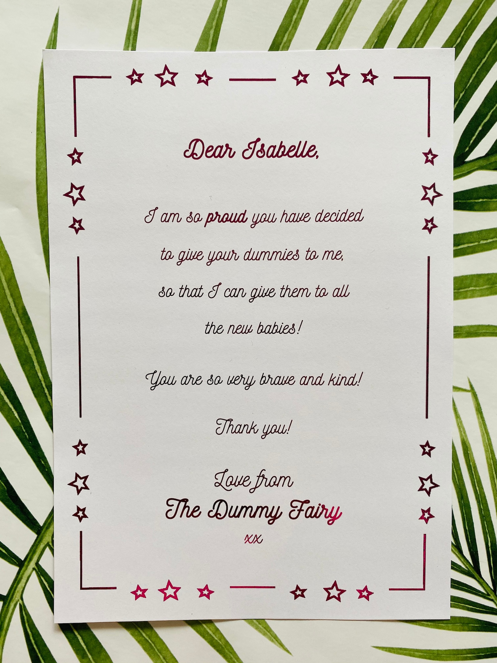 Dummy Fairy Letter PERSONALISED | Etsy