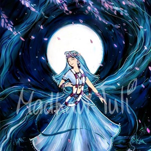 HD File Moonlight Dance Shri Radharani, High quality wallpaper Radha dance, Krishna art, Indian art, Hindu Gift,  Bhakti Yoga, Yoga gift