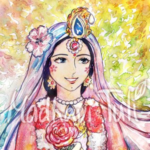 HD File Shri Radha, Radha Krishna, in beautiful garden, 4k High quality wallpaper Bhakti Yoga Hindu Gift Indian Gods Sakhi